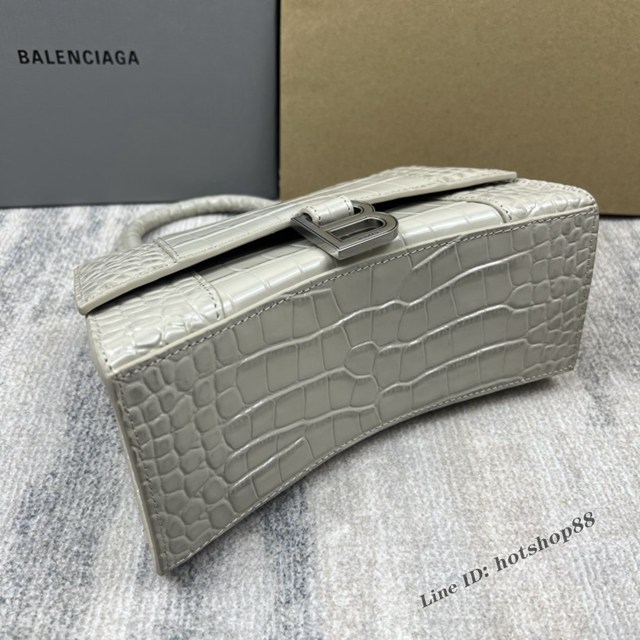 Balenciaga專櫃爆款鱷魚紋S號Hourglass沙漏包 巴黎世家頂級原單手提肩背包 款號：8895 fyj1219